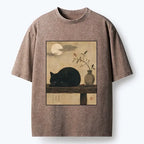 Vintage Japanese Cat T-Shirt for Summer Vacation