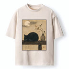 Vintage Japanese Cat T-Shirt for Summer Vacation