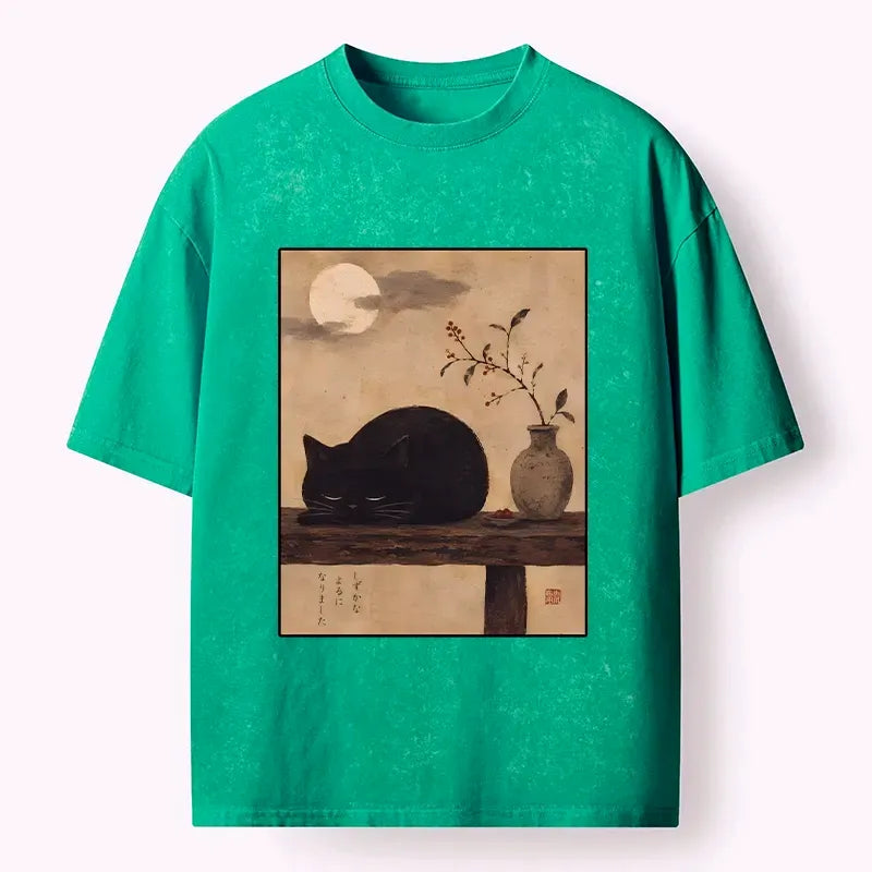 Wabi Sabi Black Cat T-Shirt for Daily Wear