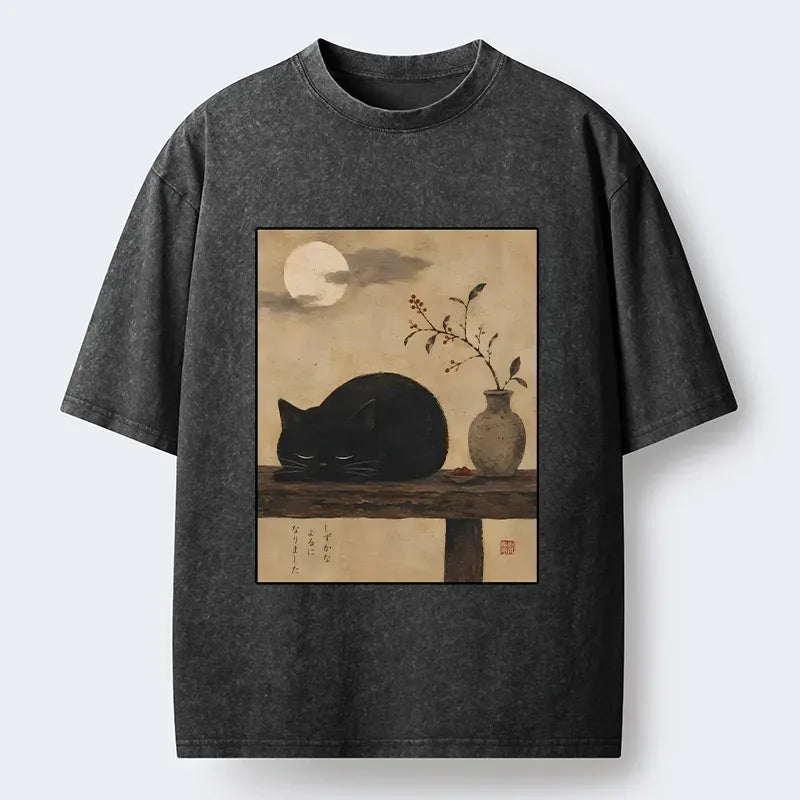 Wabi Sabi Black Cat T-Shirt for Daily Wear