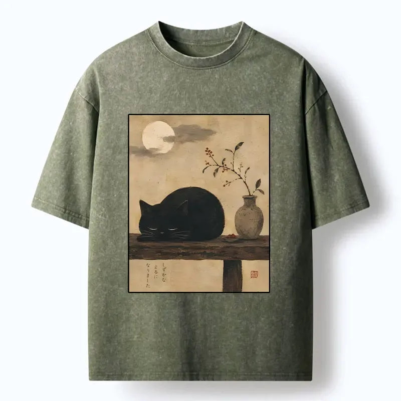 Vintage Japanese Cat T-Shirt for Summer Vacation