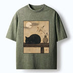Vintage Japanese Cat T-Shirt for Summer Vacation