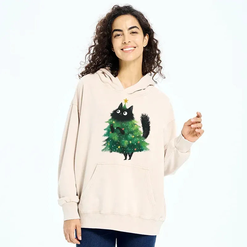 washed unisex cat hoodie gift idea