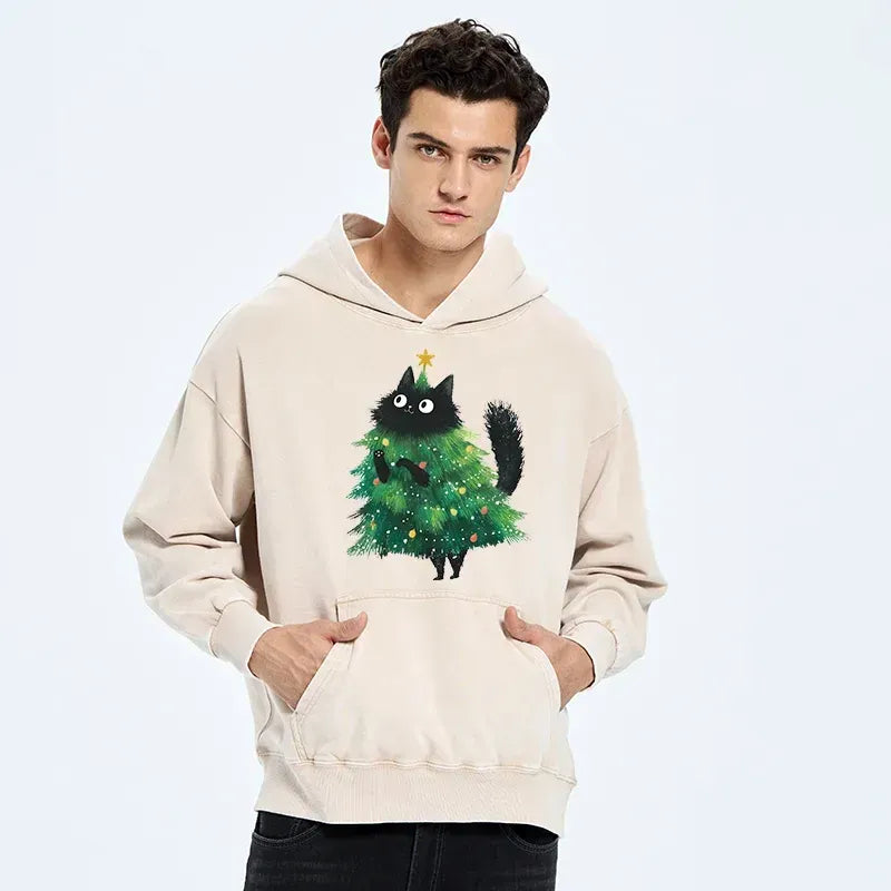 washed unisex cat hoodie gift idea