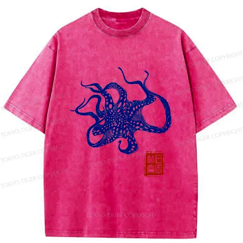 Kyoto-Lion Deep Sea Octopus Washed T-Shirt