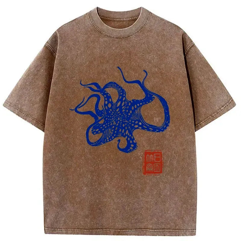 Kyoto-Lion Deep Sea Octopus Washed T-Shirt