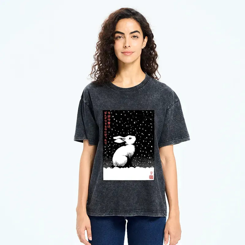 Kyoto-Lion A Snowy Day to Daydream Washed T-Shirt