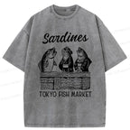 Kyoto-Lion Sardine Merchant Washed T-Shirt