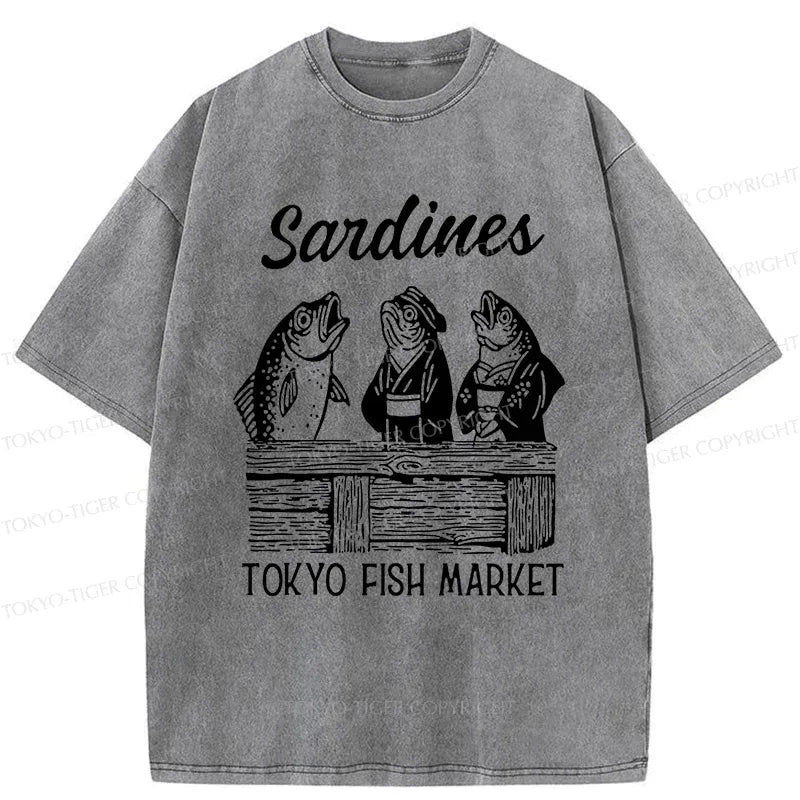 Kyoto-Lion Sardine Merchant Washed T-Shirt
