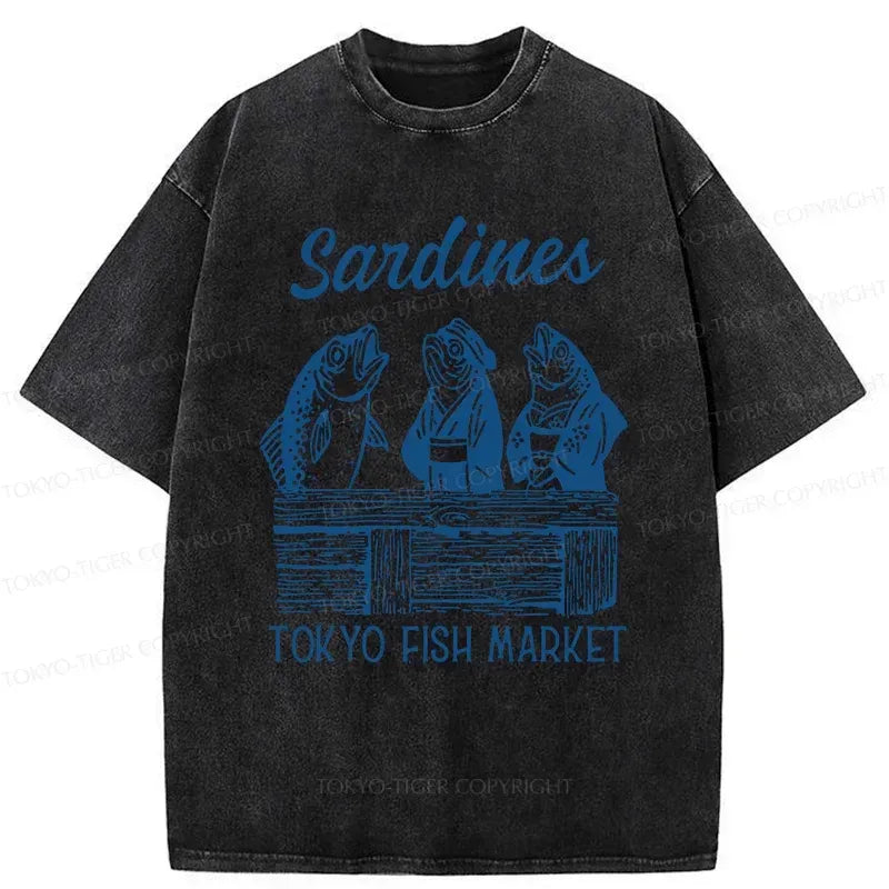 Kyoto-Lion Sardine Merchant Washed T-Shirt