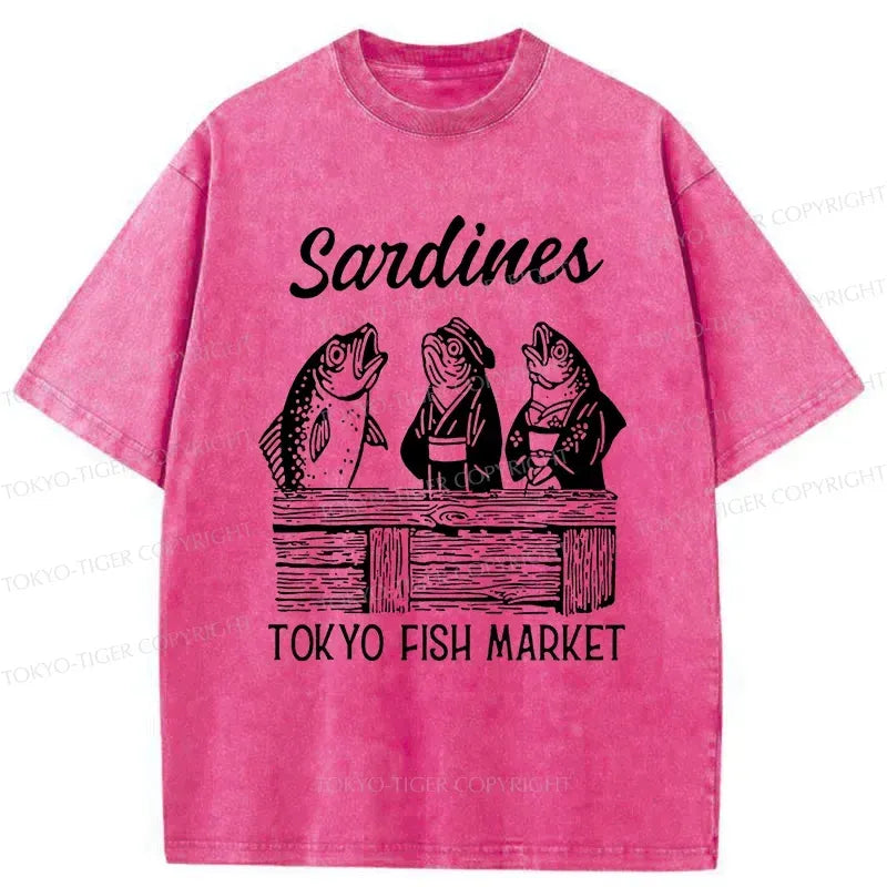 Kyoto-Lion Sardine Merchant Washed T-Shirt