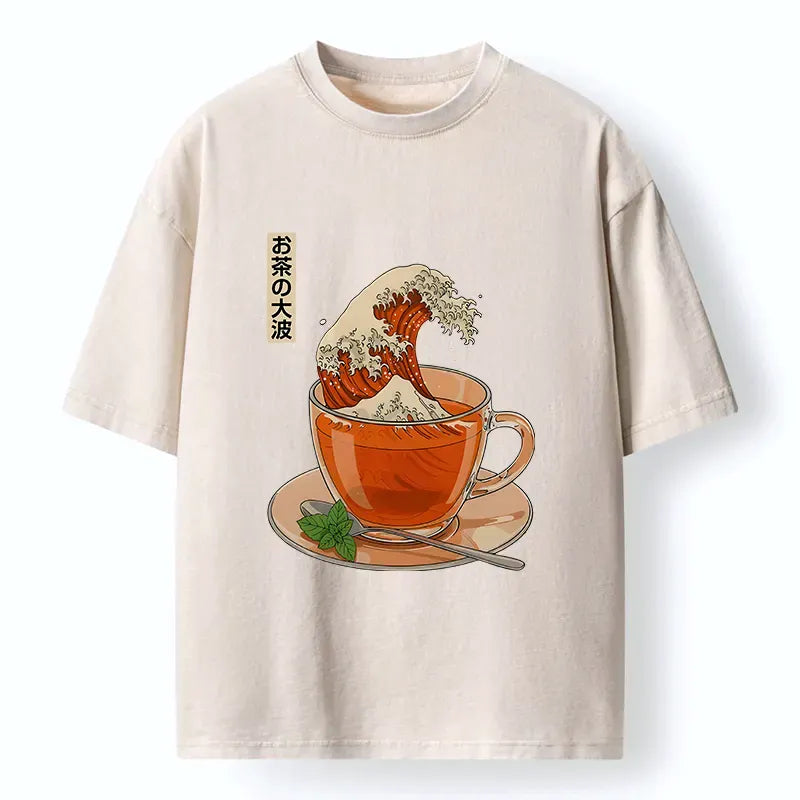 Kyoto-Lion The Great Wave Off Tea Washed T-Shirt