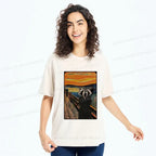 Funny Raccoon Washed T-Shirt for Daily Wear