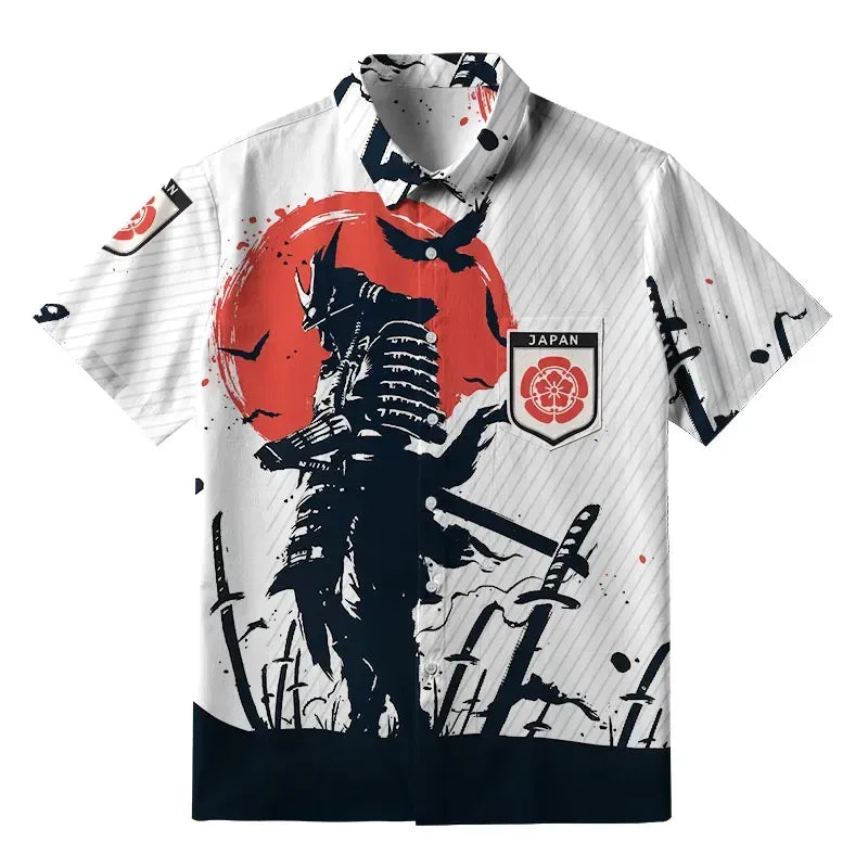 Japanese Samurai Button-up Shirt for Daily Wear