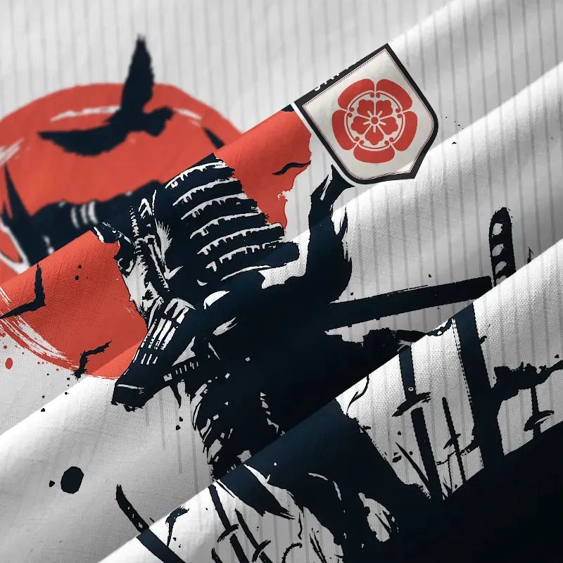 Japanese Samurai Button-up Shirt for Daily Wear