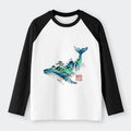 Premium Whale Ink Painting Raglan Long Sleeve T-Shirt