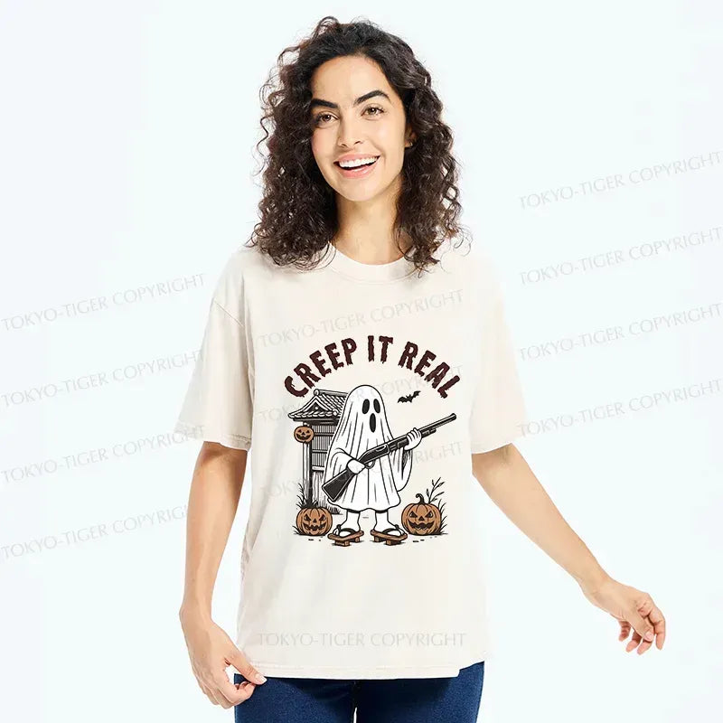 Kyoto-Lion Halloween Japanese Ghost Washed T-Shirt