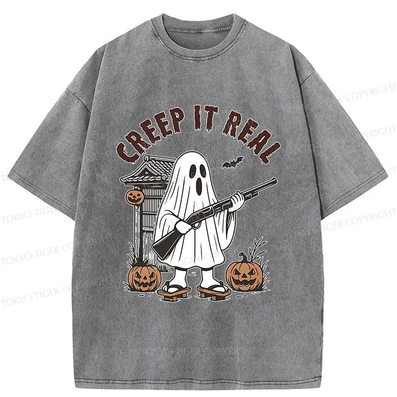 Kyoto-Lion Halloween Japanese Ghost Washed T-Shirt