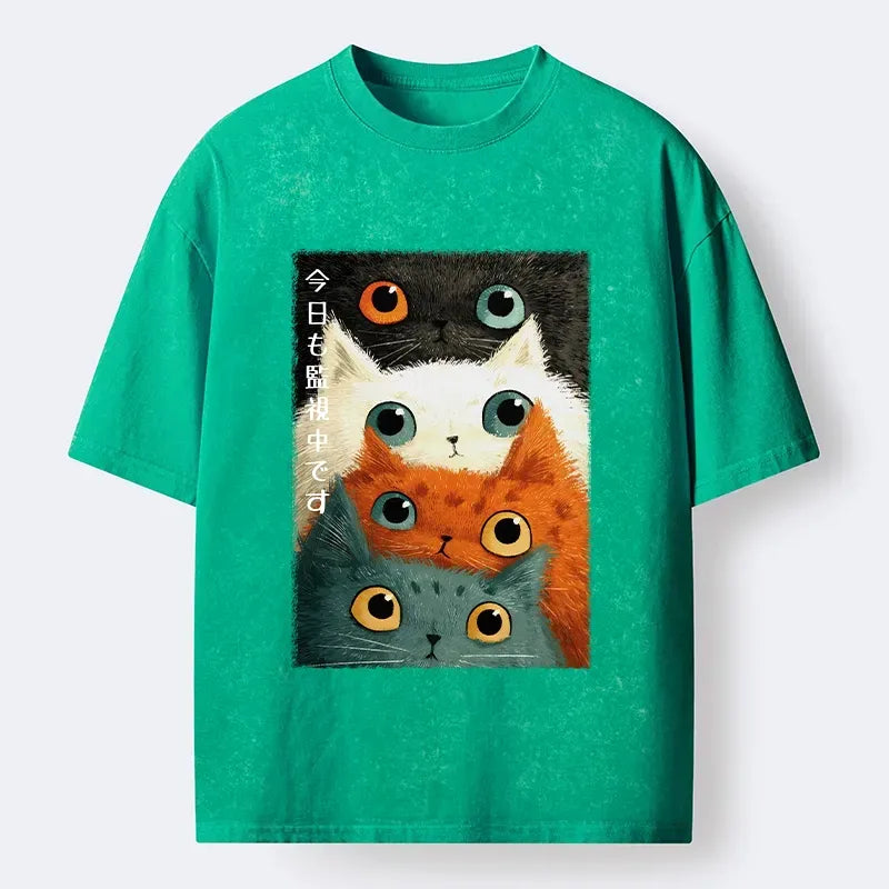 japanese washed cat t-shirt