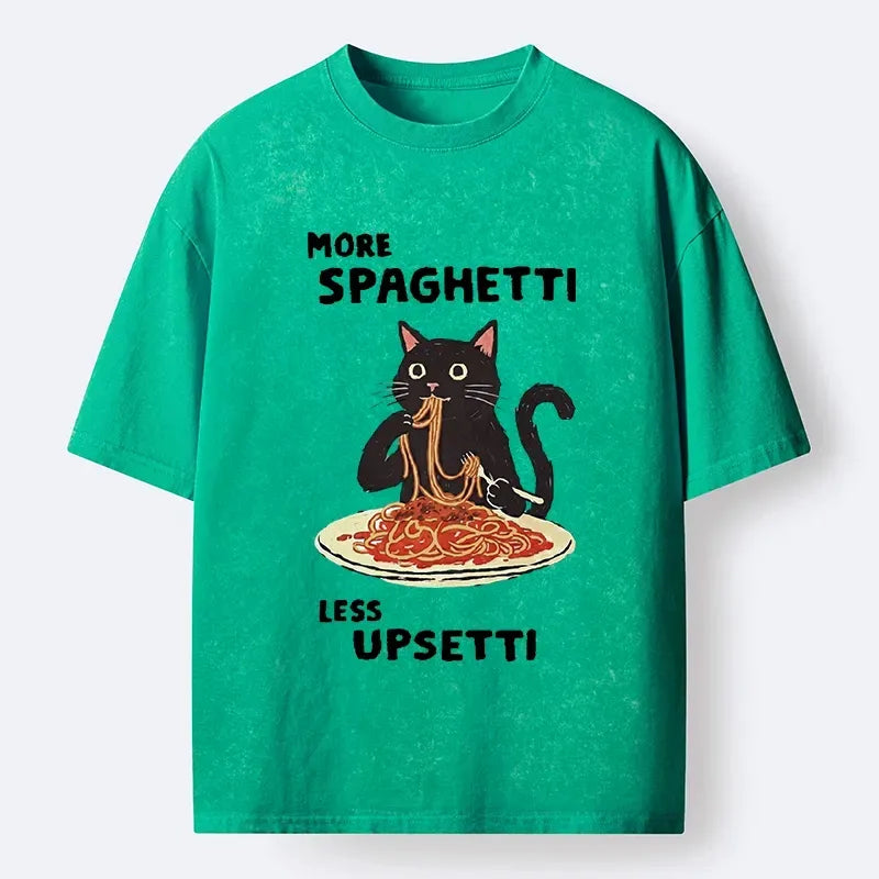 Kyoto-Lion More Spaghetti Less Upsetti Cat Washed T-Shirt