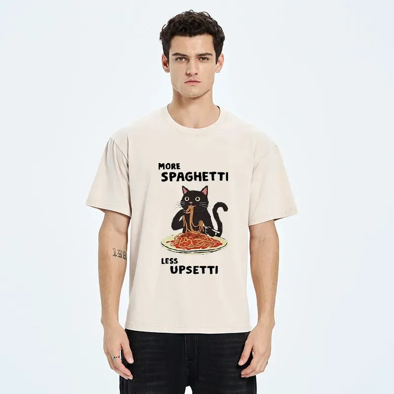 Kyoto-Lion More Spaghetti Less Upsetti Cat Washed T-Shirt