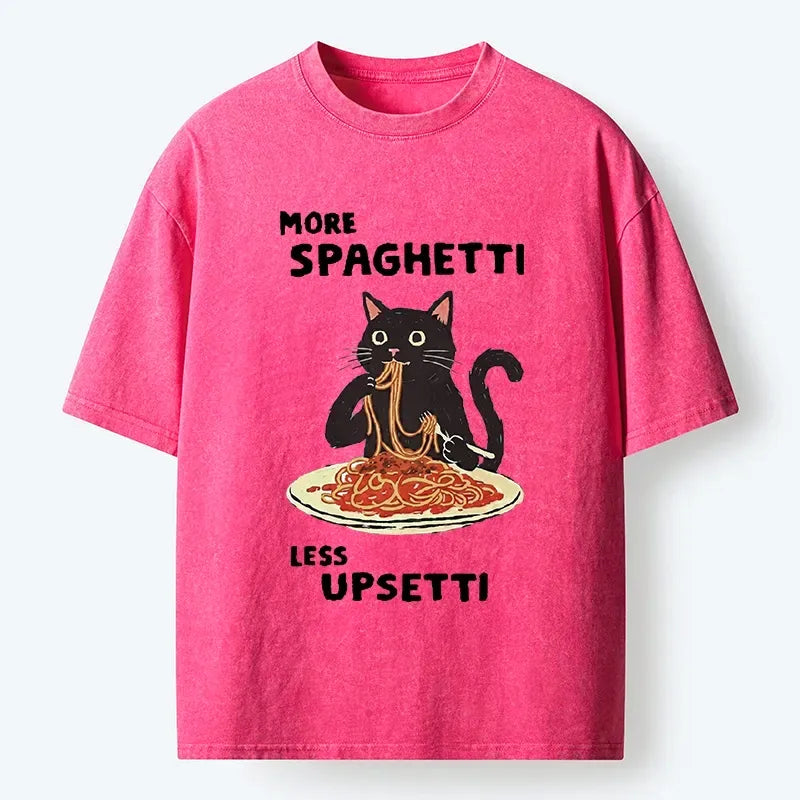 Kyoto-Lion More Spaghetti Less Upsetti Cat Washed T-Shirt
