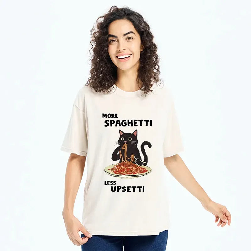 Kyoto-Lion More Spaghetti Less Upsetti Cat Washed T-Shirt
