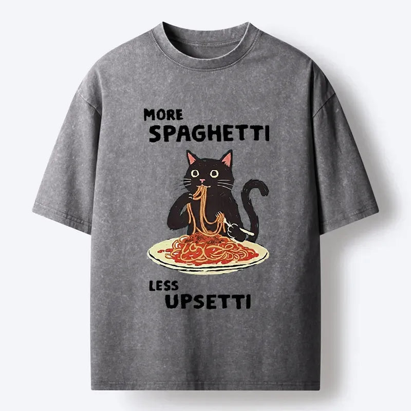 Kyoto-Lion More Spaghetti Less Upsetti Cat Washed T-Shirt