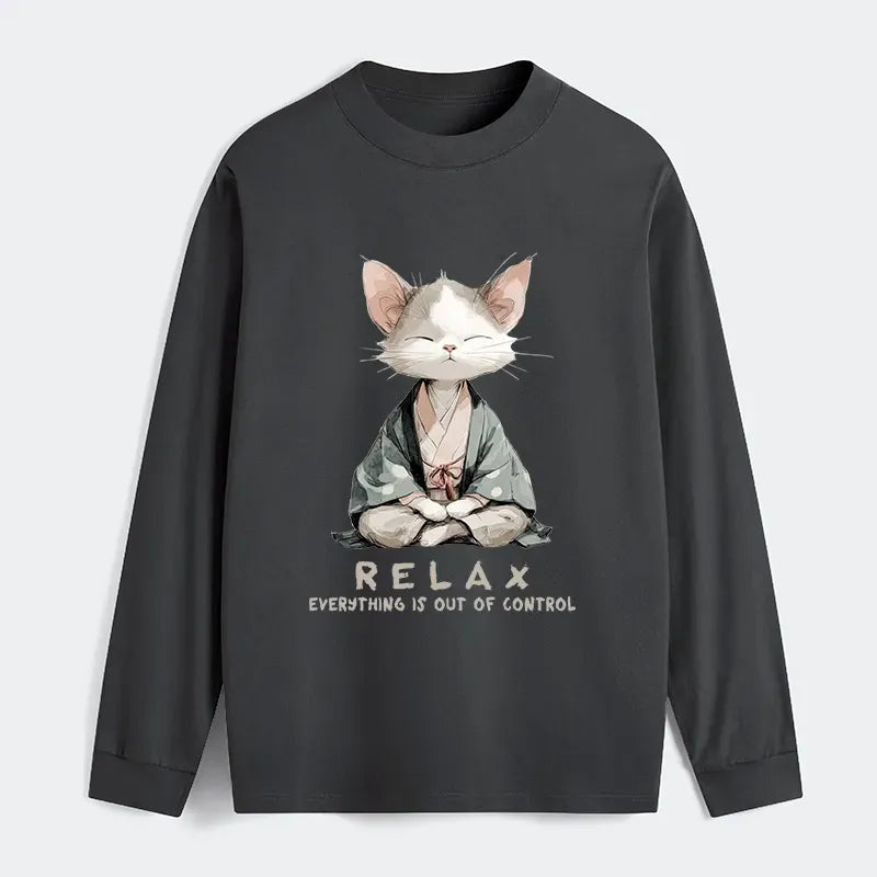 Japanese Zen Cat Long Sleeve T-Shirt