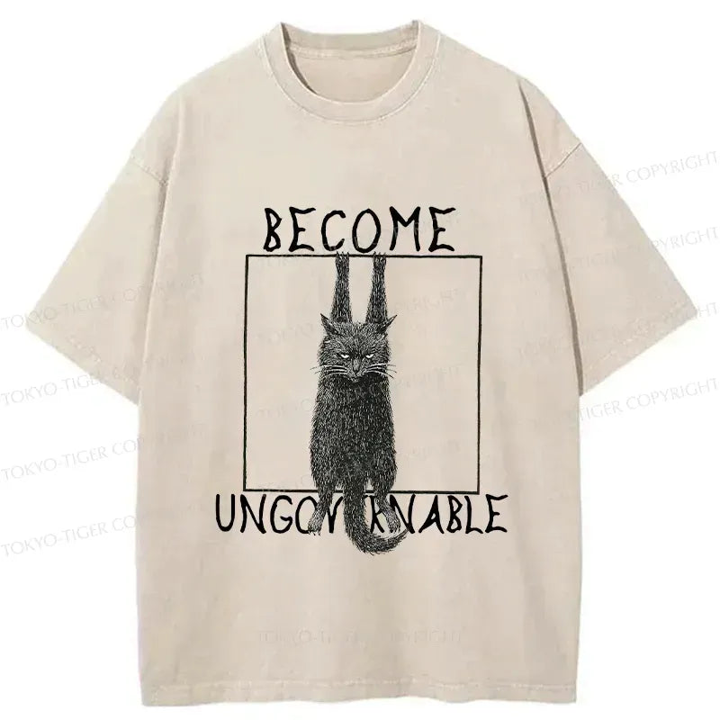 washed black cat t-shirt for men