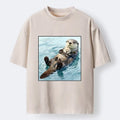 Kyoto-Lion Adorable Sea Otters Washed T-Shirt