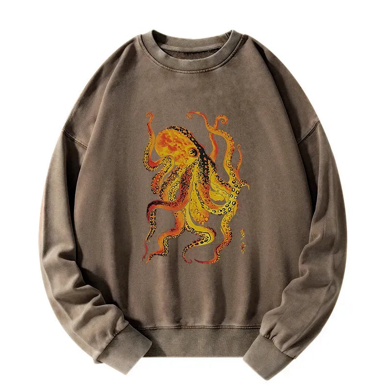 Kyoto-Lion Deep Sea Gorgeous Octopus Washed Sweatshirt