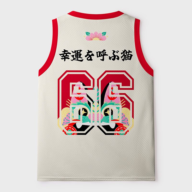 Kyoto-Lion Lucky Tile Cat No.66 Mesh Tank Top