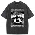 Japanese Vintage Raccoon Washed T-Shirt for Gift Idea
