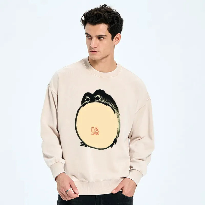 grumpy frog japanese washed sweatshirt