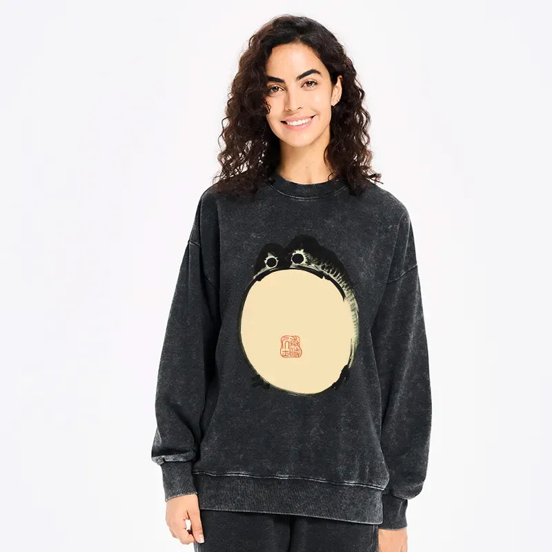 grumpy frog japanese washed sweatshirt
