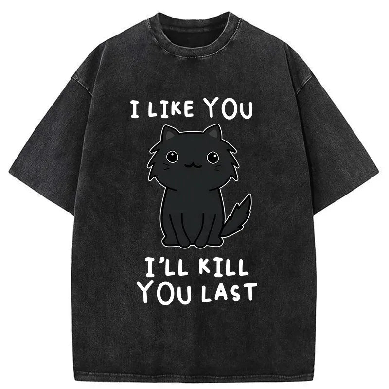 Kyoto-Lion Black Cat Preparing For Assassination Washed T-Shirt