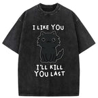Kyoto-Lion Black Cat Preparing For Assassination Washed T-Shirt