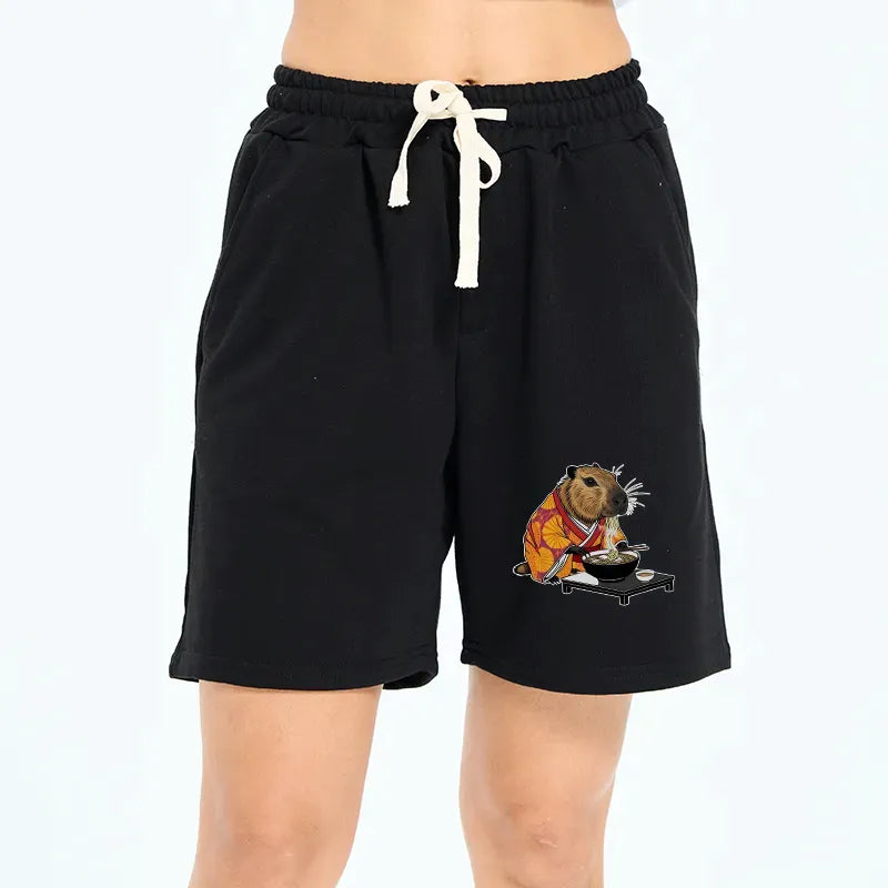 Kyoto-Lion Cute Capybara Eating Ramen Unisex Shorts