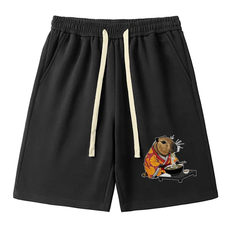 Kyoto-Lion Cute Capybara Eating Ramen Unisex Shorts
