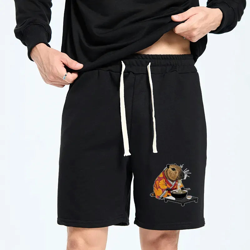 Kyoto-Lion Cute Capybara Eating Ramen Unisex Shorts
