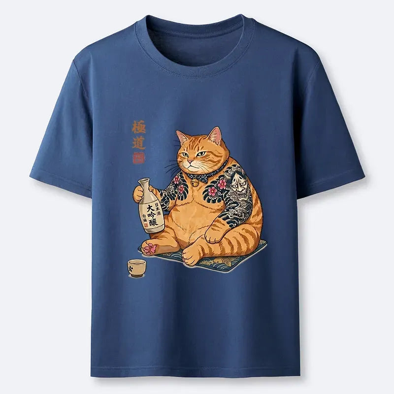 Classic Japanese Cat Sake T-Shirt Trendy
