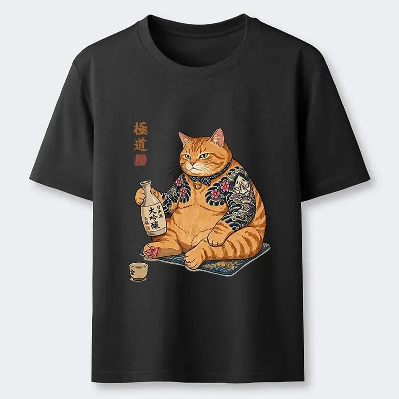 Classic Japanese Cat Sake T-Shirt Trendy