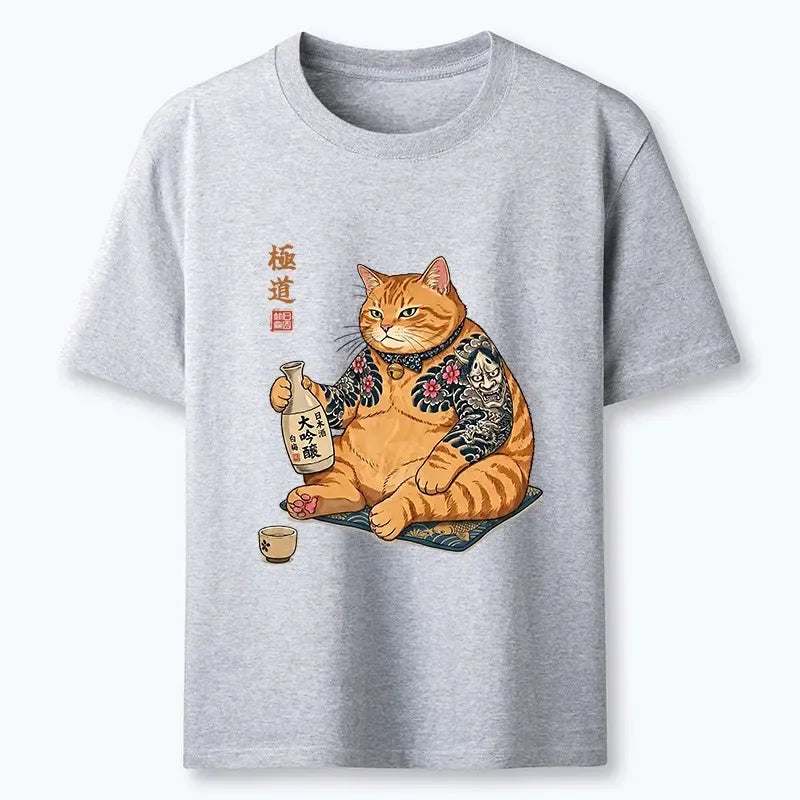 Traditional Japanese Cat T-Shirt for Summer