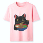 Vintage Black Cat Eating Ramen Tee