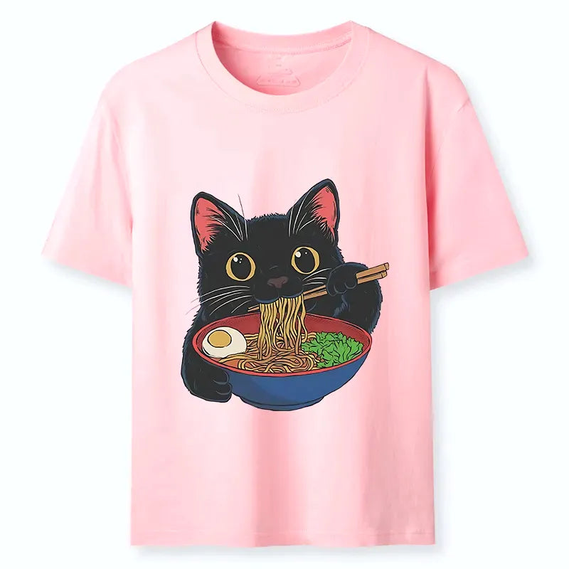 Vintage Black Cat Eating Ramen Tee