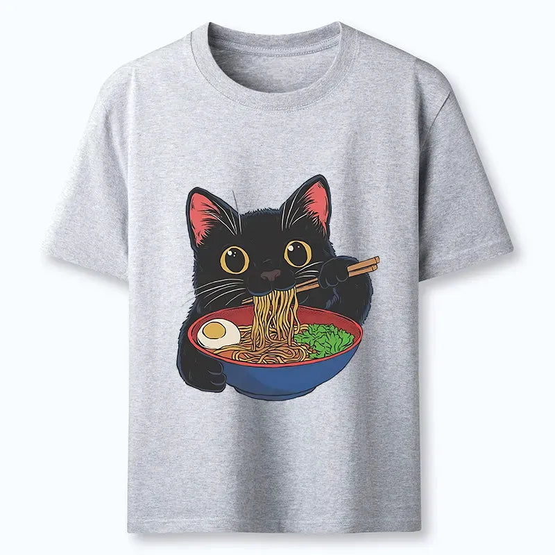 Vintage Black Cat Eating Ramen Tee