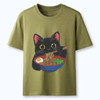 Vintage Black Cat Eating Ramen Tee