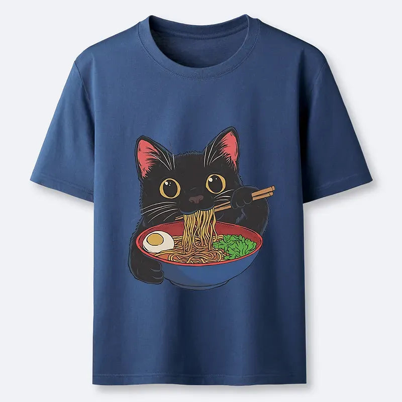 Japanese Cat Ramen T-Shirt for Summer