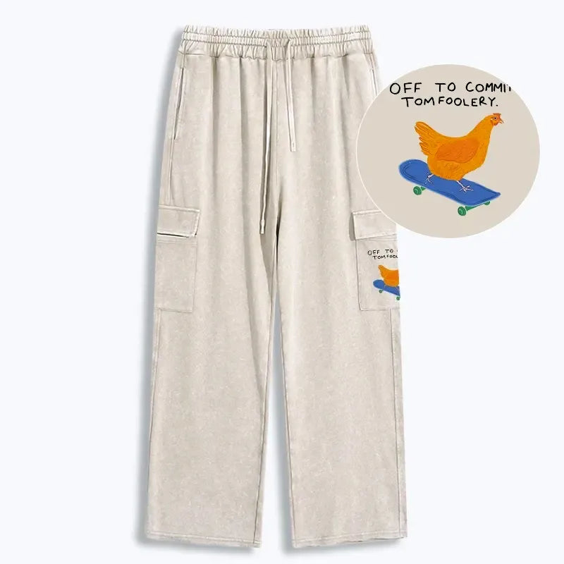 Kyoto-Lion Chicken Was About To Do Something Bad Washed Utility Sweatpants